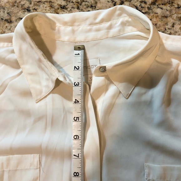 Chico’s Ivory Cream Blouse Button Front Pocket - Picture 8 of 10